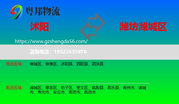 沭阳县到潍城区物流专线