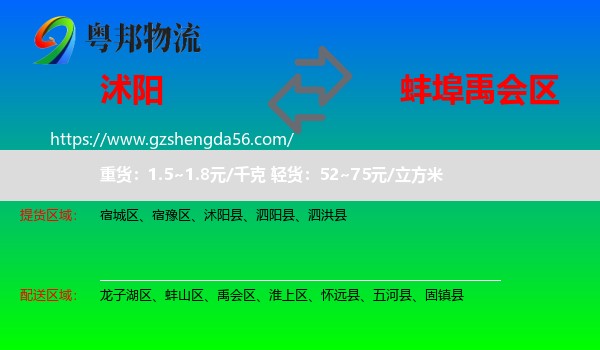 沭阳县到禹会区物流专线