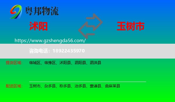 沭阳县到玉树市物流专线