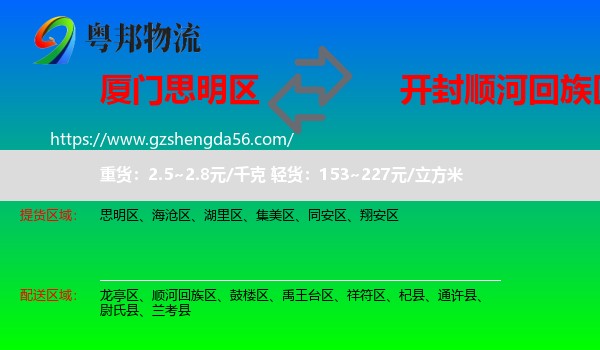 思明区到顺河回族区物流专线