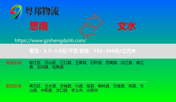 思南县到文水县物流专线