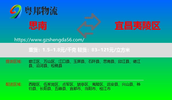 思南县到夷陵区物流专线