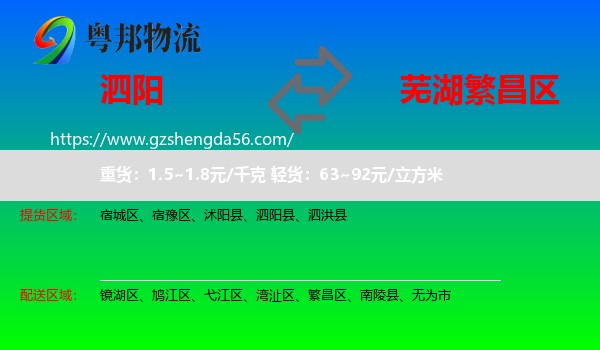 泗阳县到繁昌区物流专线