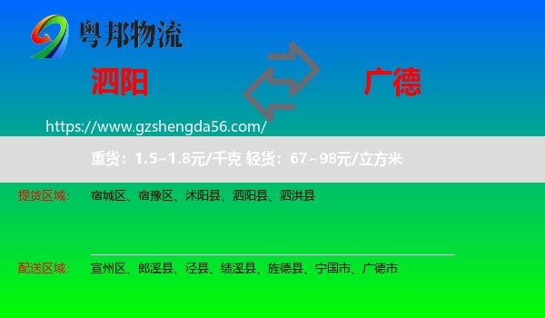 泗阳县到广德市物流专线