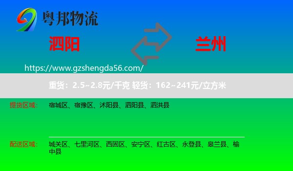 泗阳县到兰州专线