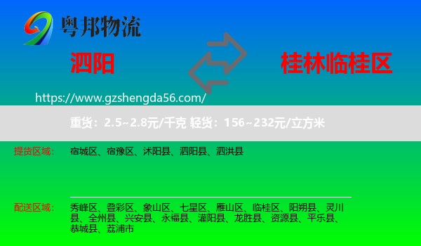 泗阳县到临桂区物流专线