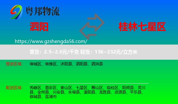 泗阳县到七星区物流专线