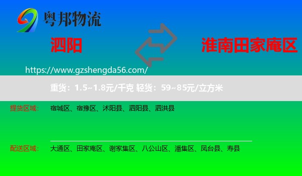 泗阳县到田家庵区物流专线