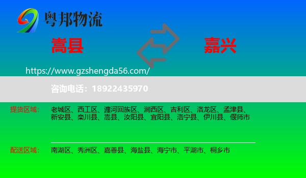嵩县到嘉兴物流专线