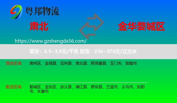 肃北县到婺城区物流专线
