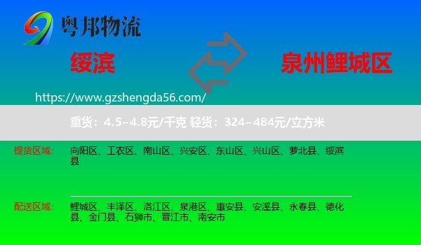绥滨县到鲤城区物流专线