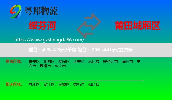 绥芬河市到城厢区物流专线