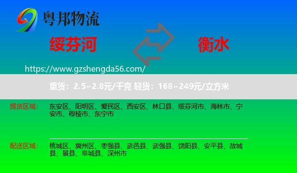 绥芬河市到衡水物流
