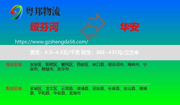 绥芬河市到华安县物流专线