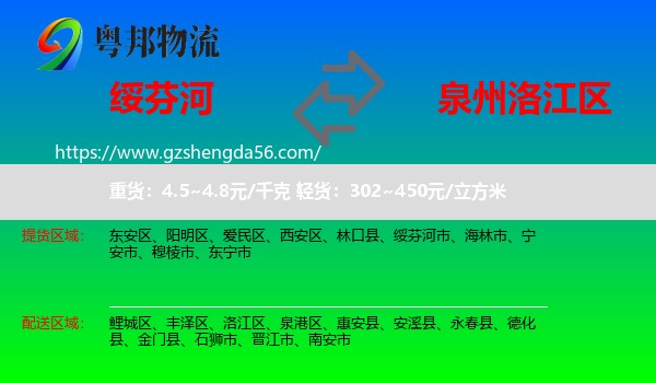 绥芬河市到洛江区物流专线