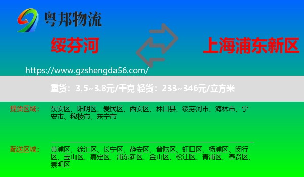 绥芬河市到浦东新区物流