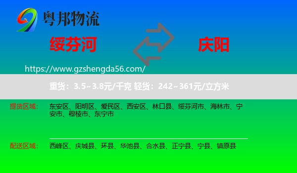绥芬河市到庆阳物流