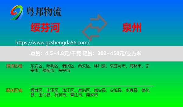 绥芬河市到泉州物流