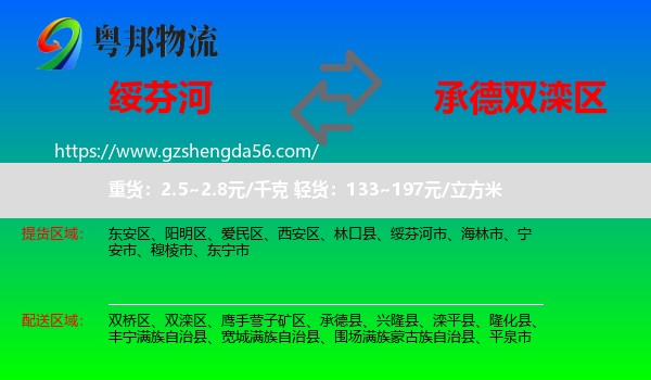 绥芬河市到双滦区物流专线