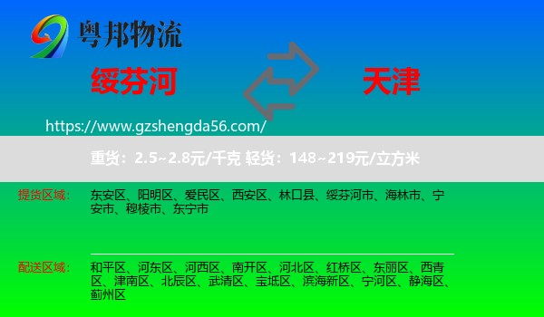 绥芬河市到天津专线
