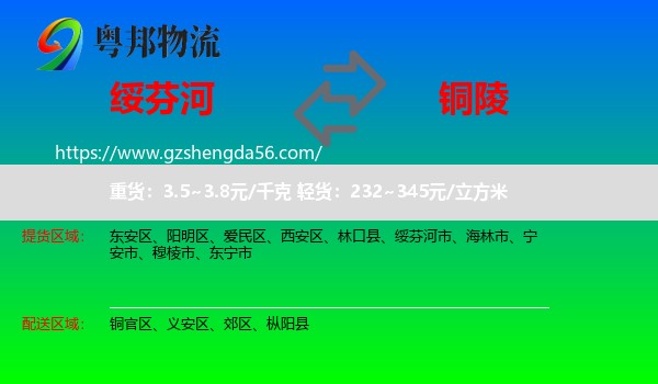 绥芬河市到铜陵物流
