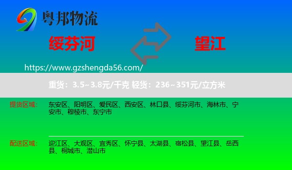绥芬河市到望江县物流专线