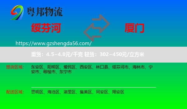 绥芬河市到厦门物流