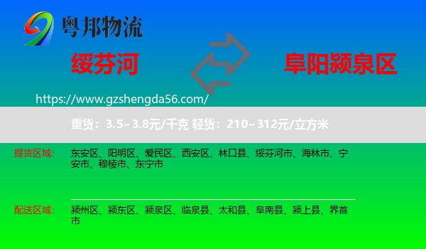 绥芬河市到颍泉区物流专线