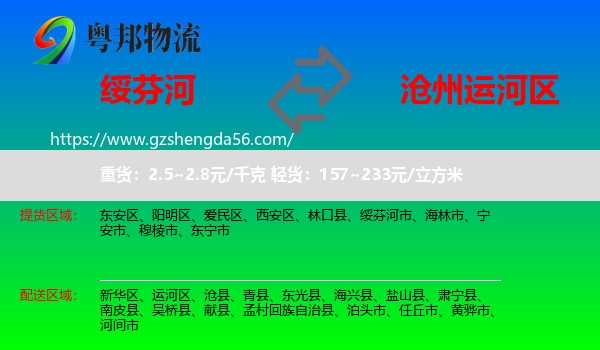 绥芬河市到运河区物流专线