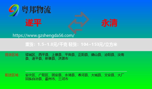 遂平县到永清县物流专线