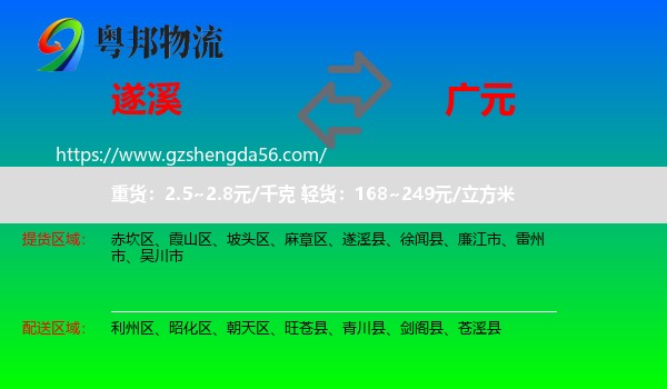 遂溪县到广元物流专线
