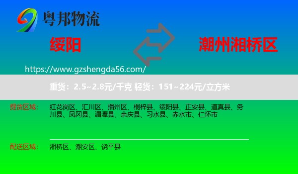 绥阳县到湘桥区物流专线