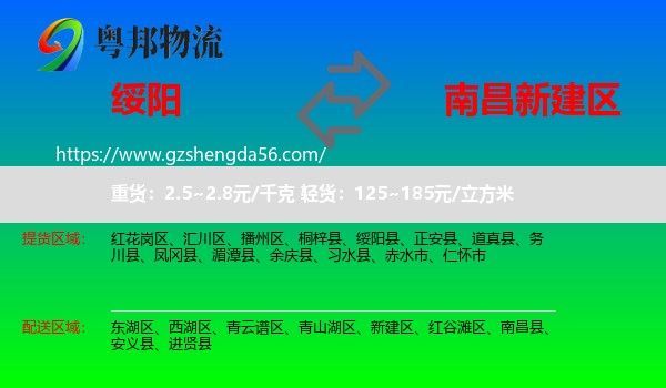 绥阳县到新建区物流专线