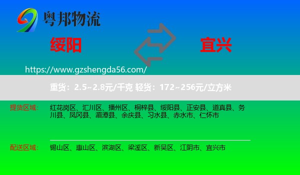 绥阳县到宜兴市物流专线