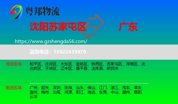 苏家屯区到广东物流专线