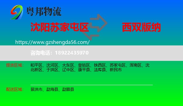 苏家屯区到西双版纳物流专线