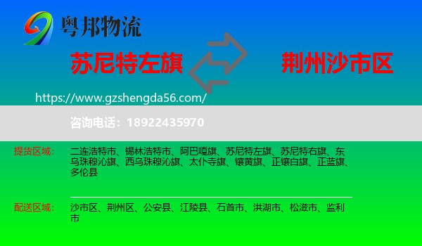 苏尼特左旗到沙市区物流专线