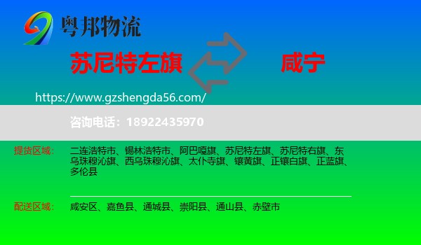 苏尼特左旗到咸宁物流