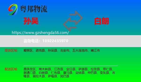 孙吴县到白朗县物流专线