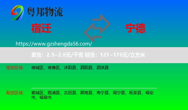 宿迁到宁德物流专线