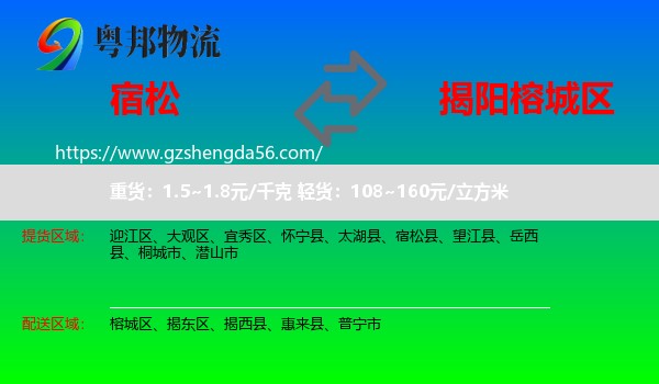宿松县到榕城区物流专线