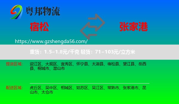 宿松县到张家港市物流专线