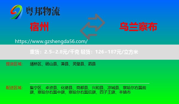 宿州到乌兰察布物流专线