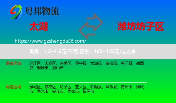 太湖县到坊子区物流专线
