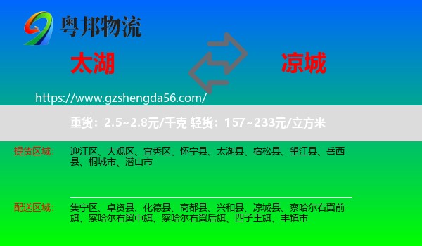 太湖县到凉城县物流专线