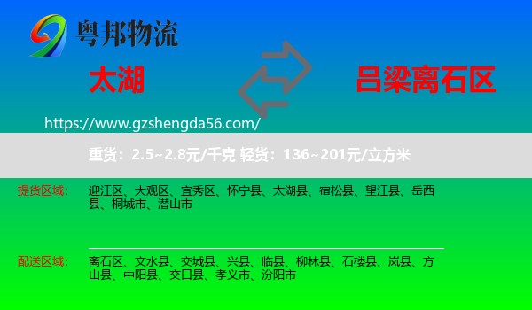 太湖县到离石区物流专线