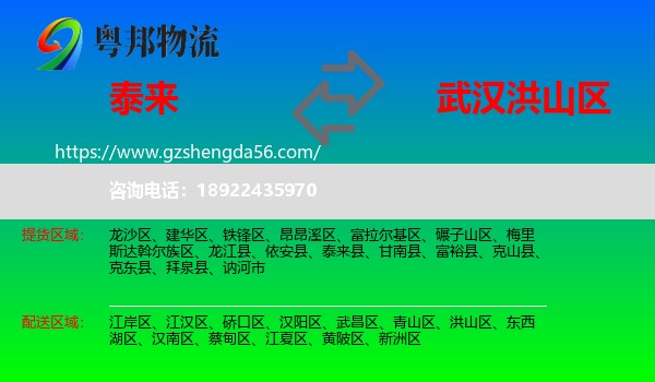 泰来县到洪山区物流专线