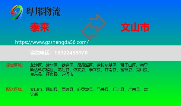 泰来县到文山市物流专线