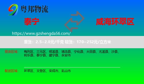 泰宁县到环翠区物流专线