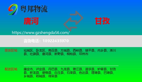 唐河县到甘孜物流